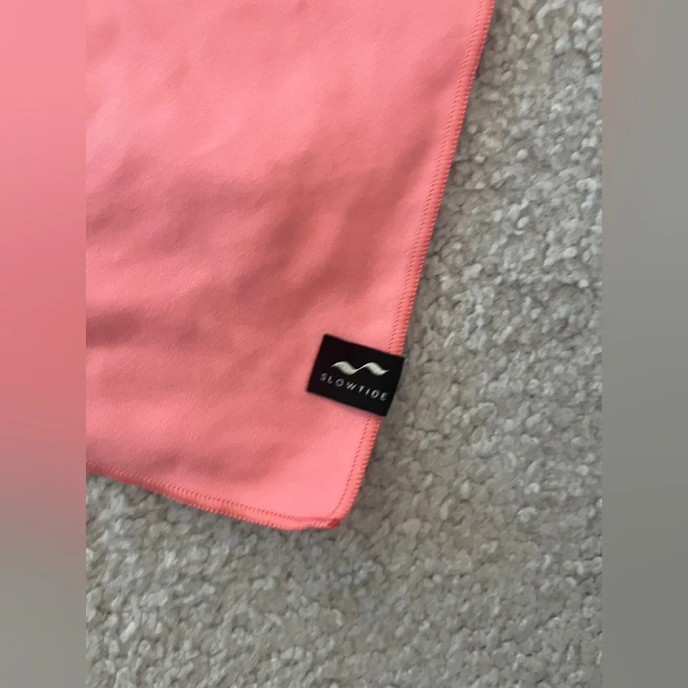 Pink and White Towel with Logo Print